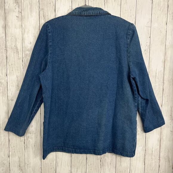 Lisa Josephs Vintage Longline Cotton Retro Oversized Denim Jean Jacket Pockets - Picture 2 of 10
